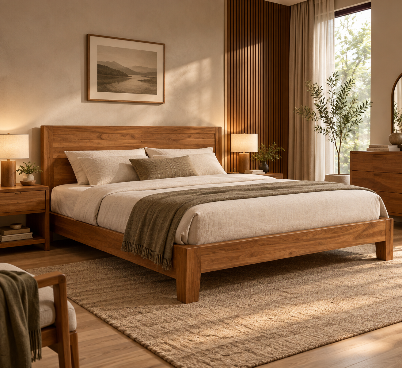 tempat tidur kayu jati